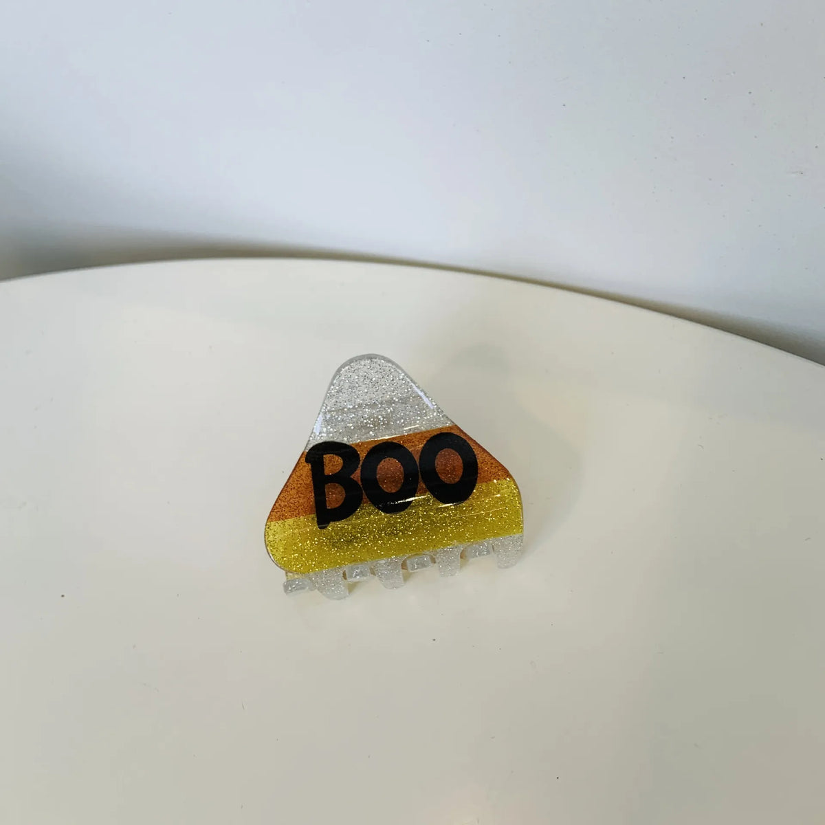 Glitter Candy Corn “BOO” Claw Clip