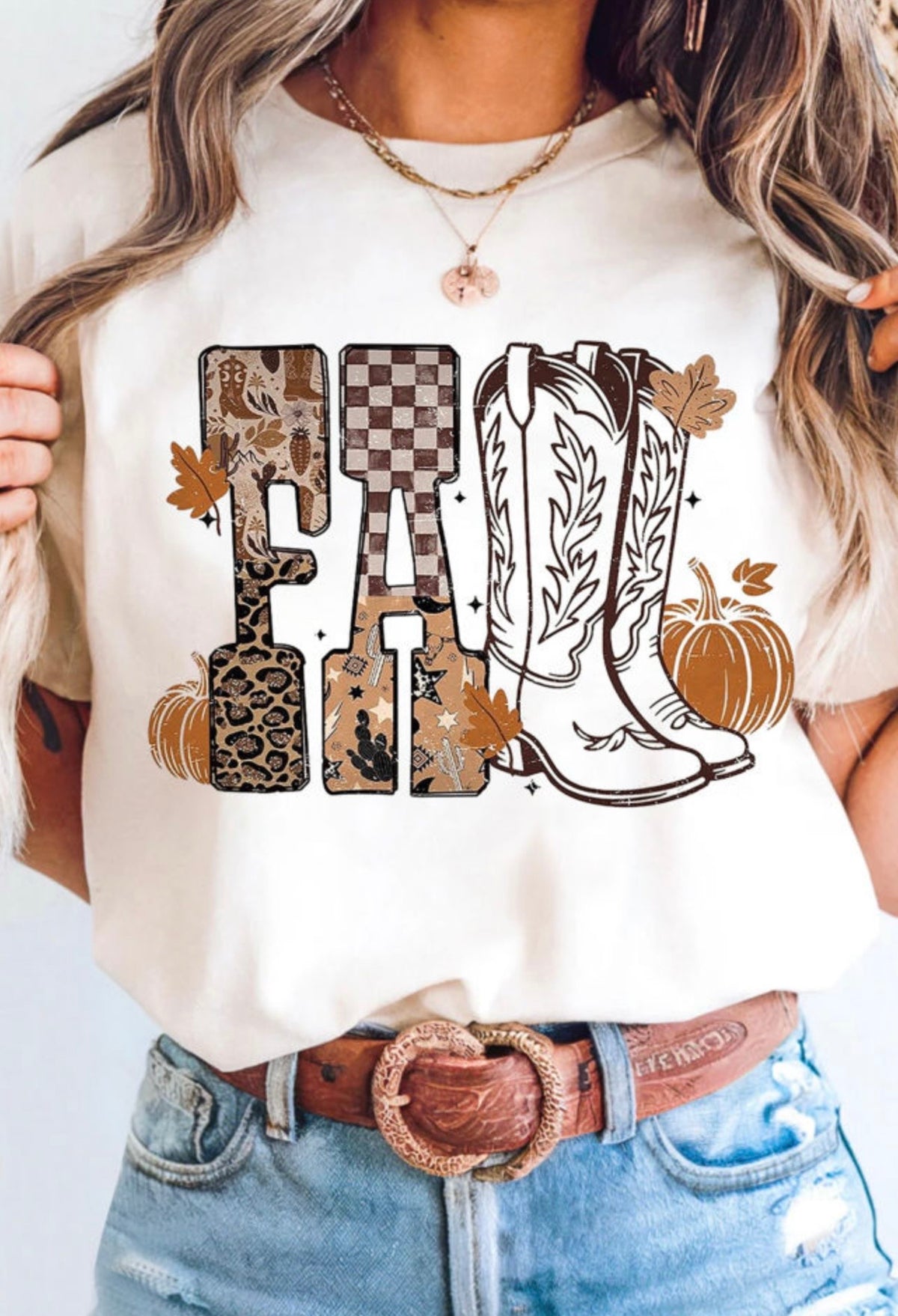 White FALL Western Thanksgiving Graphic Tee