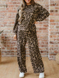 Brown Leopard 2-Piece Pant Set