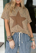 Leopard Brown Star Stud Patch Tee