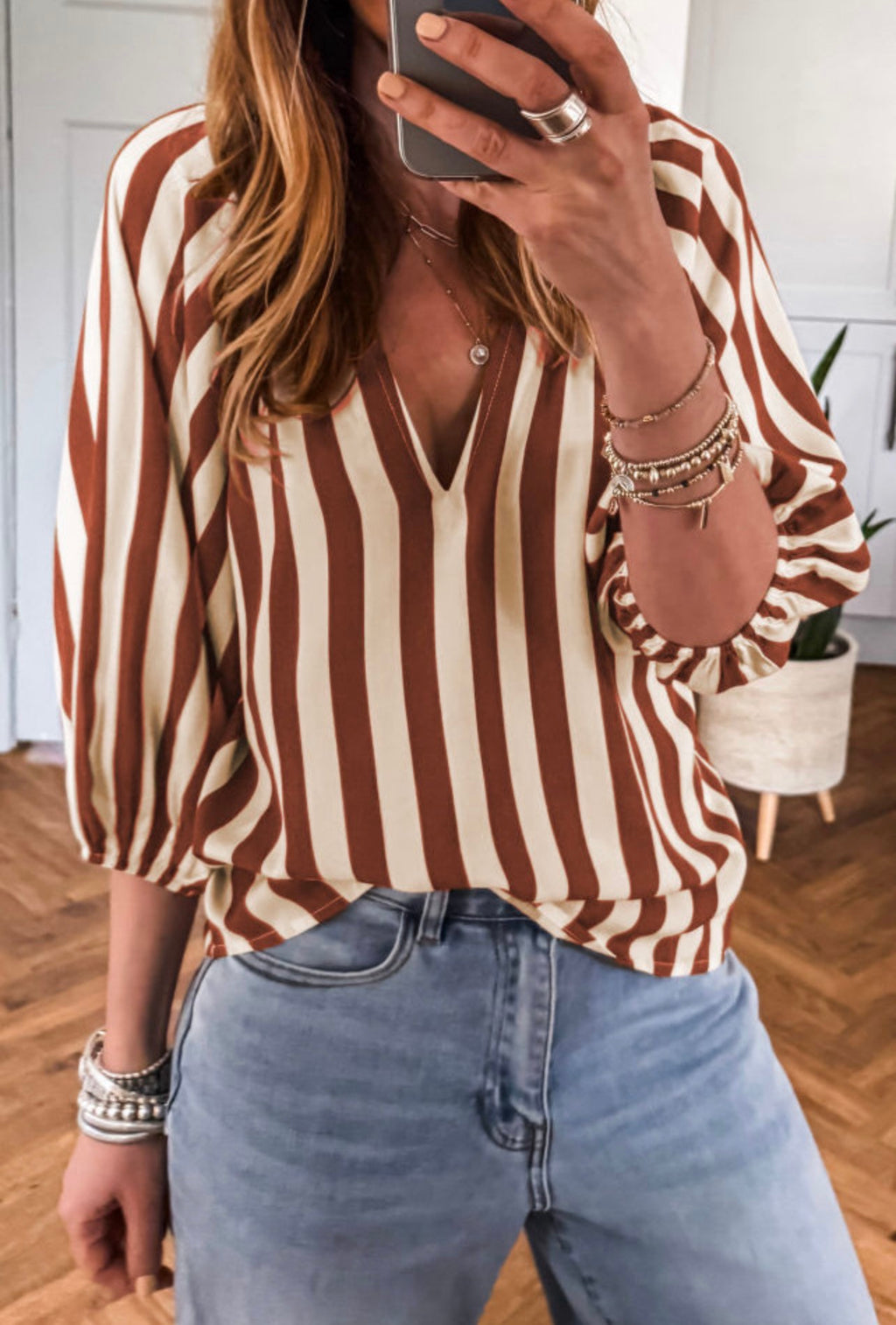 Cocoa Stripe Blouse
