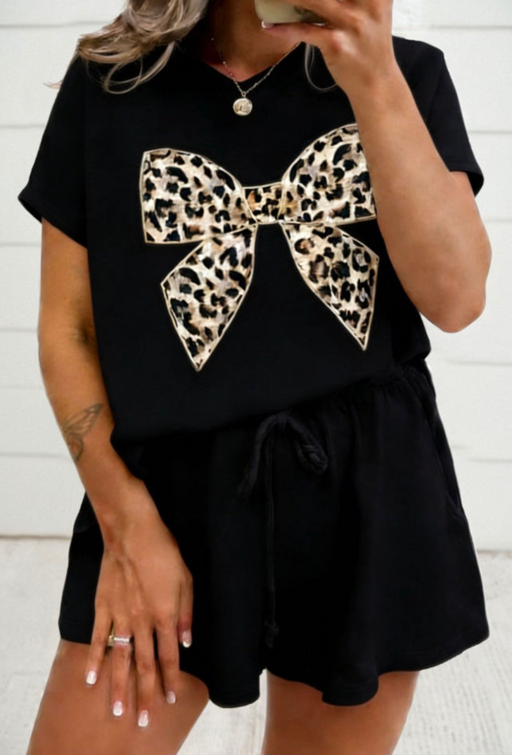 Leopard Bow Lounge Set
