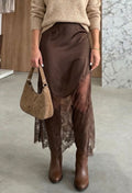 Mocha Lace Trim Shift Skirt