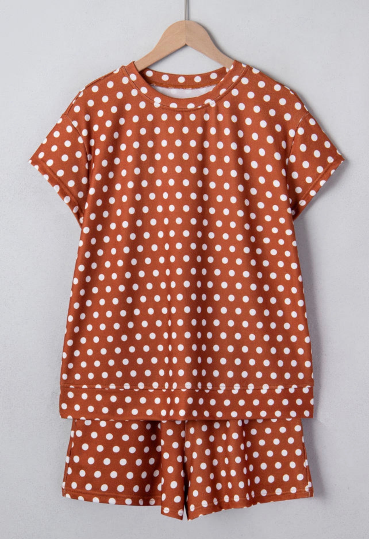 Brown Polka Dot Short Set