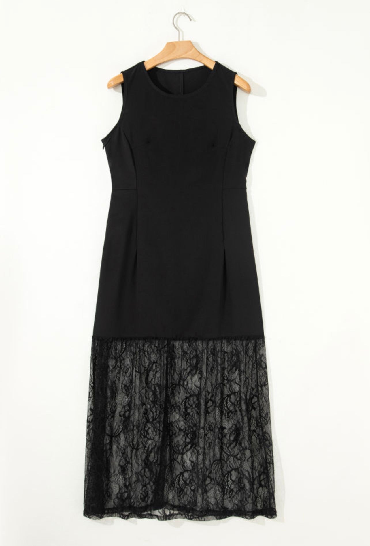 Black Lace Floral Maxi Dress