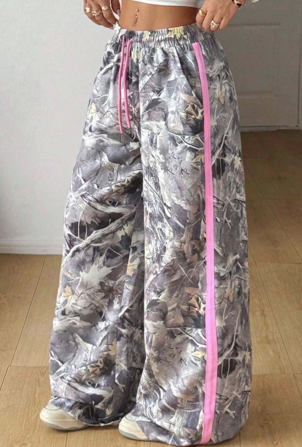 Woodland Camo Wide-Leg Sweatpants