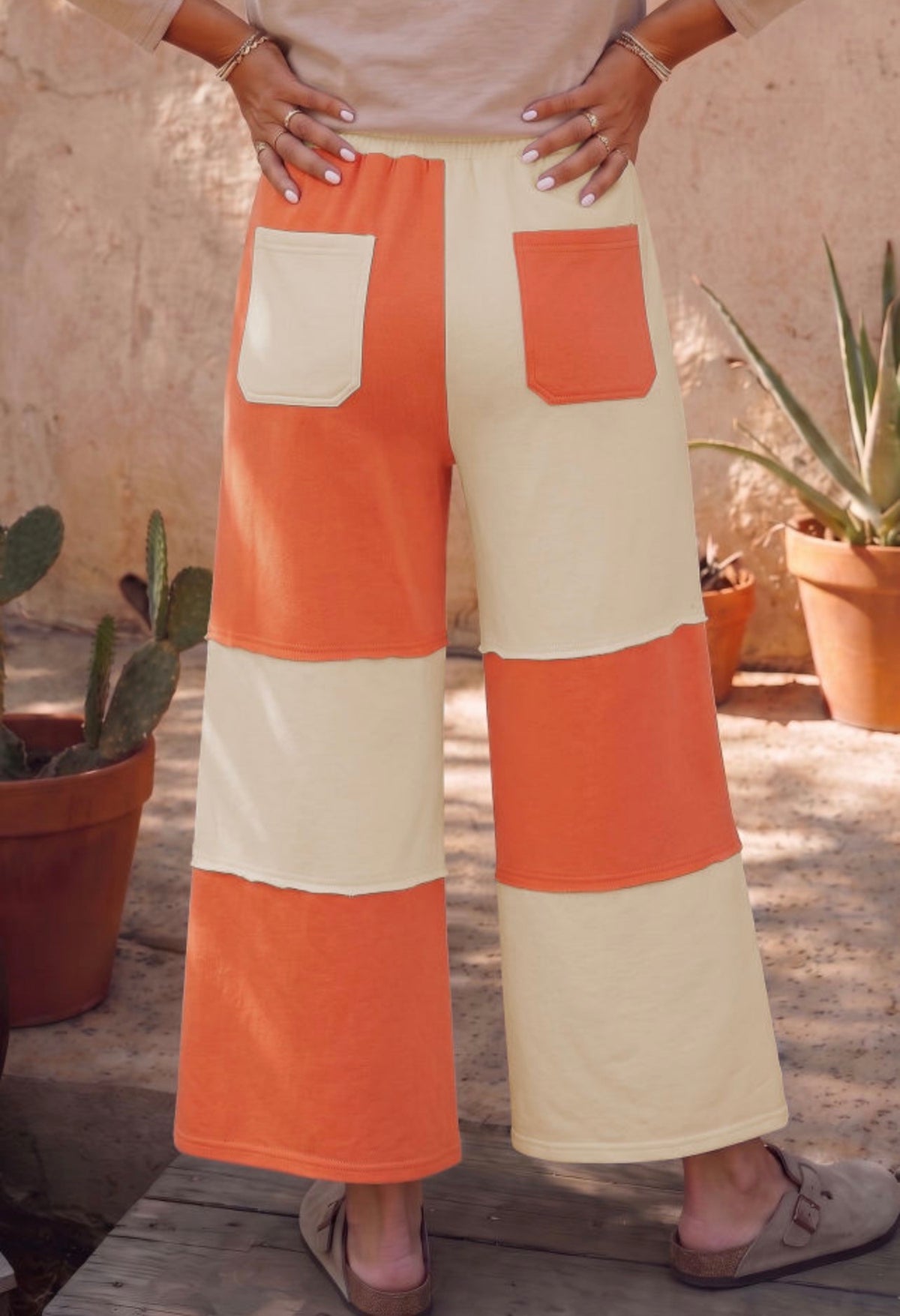 Burnt Orange Colorblock Pants