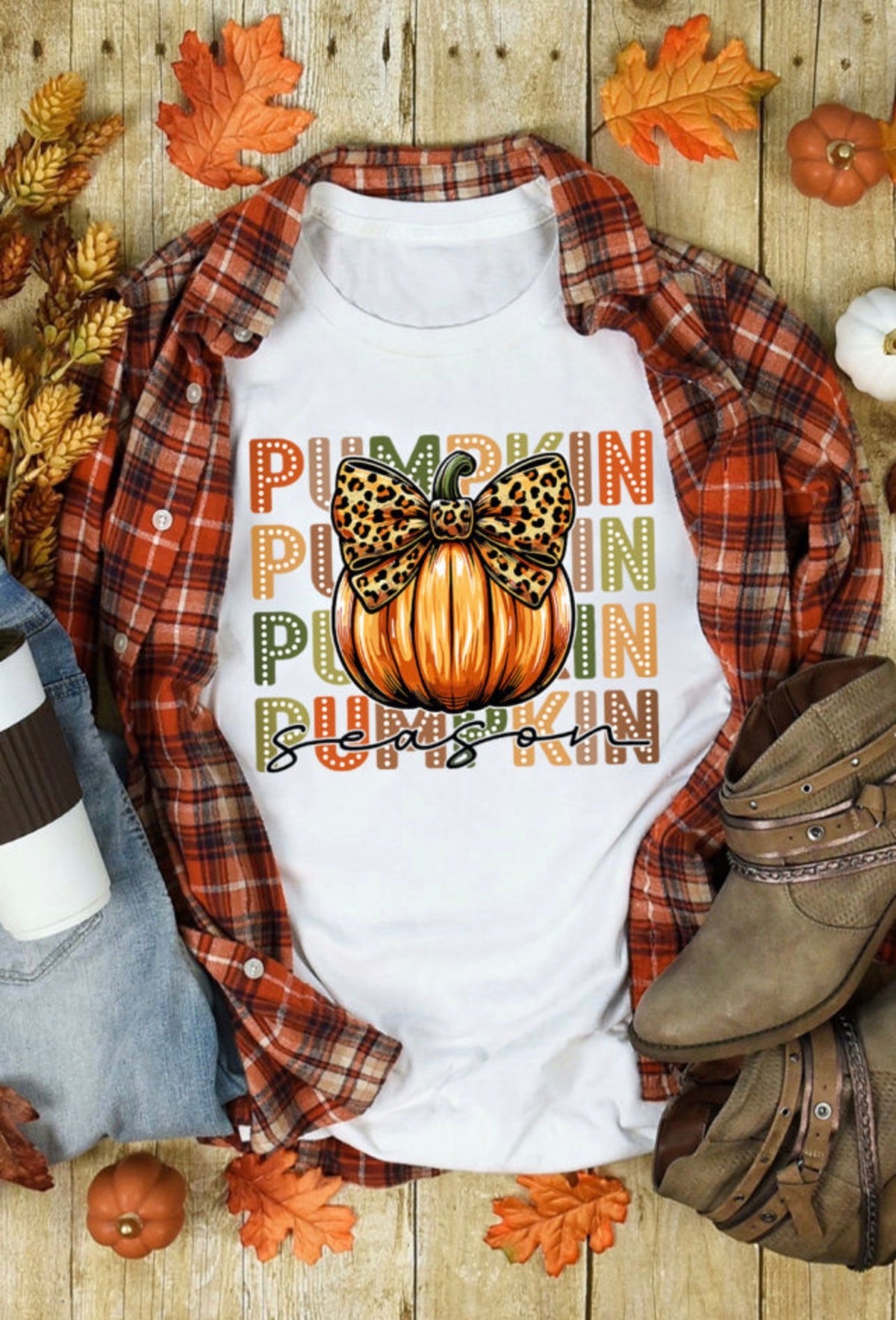 Pumpkin Season Leopard Bow Tee