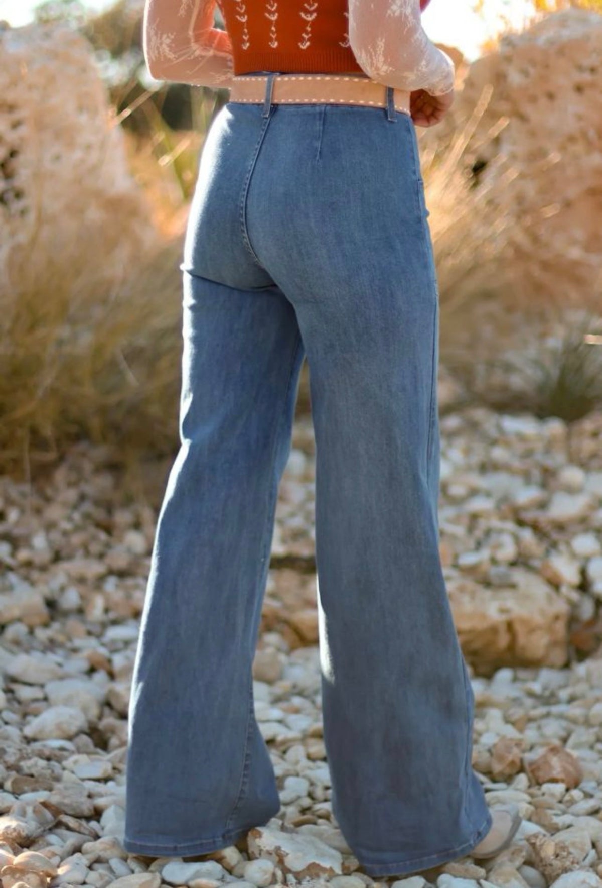 Multi-Button High Waist Wide Leg Jeans