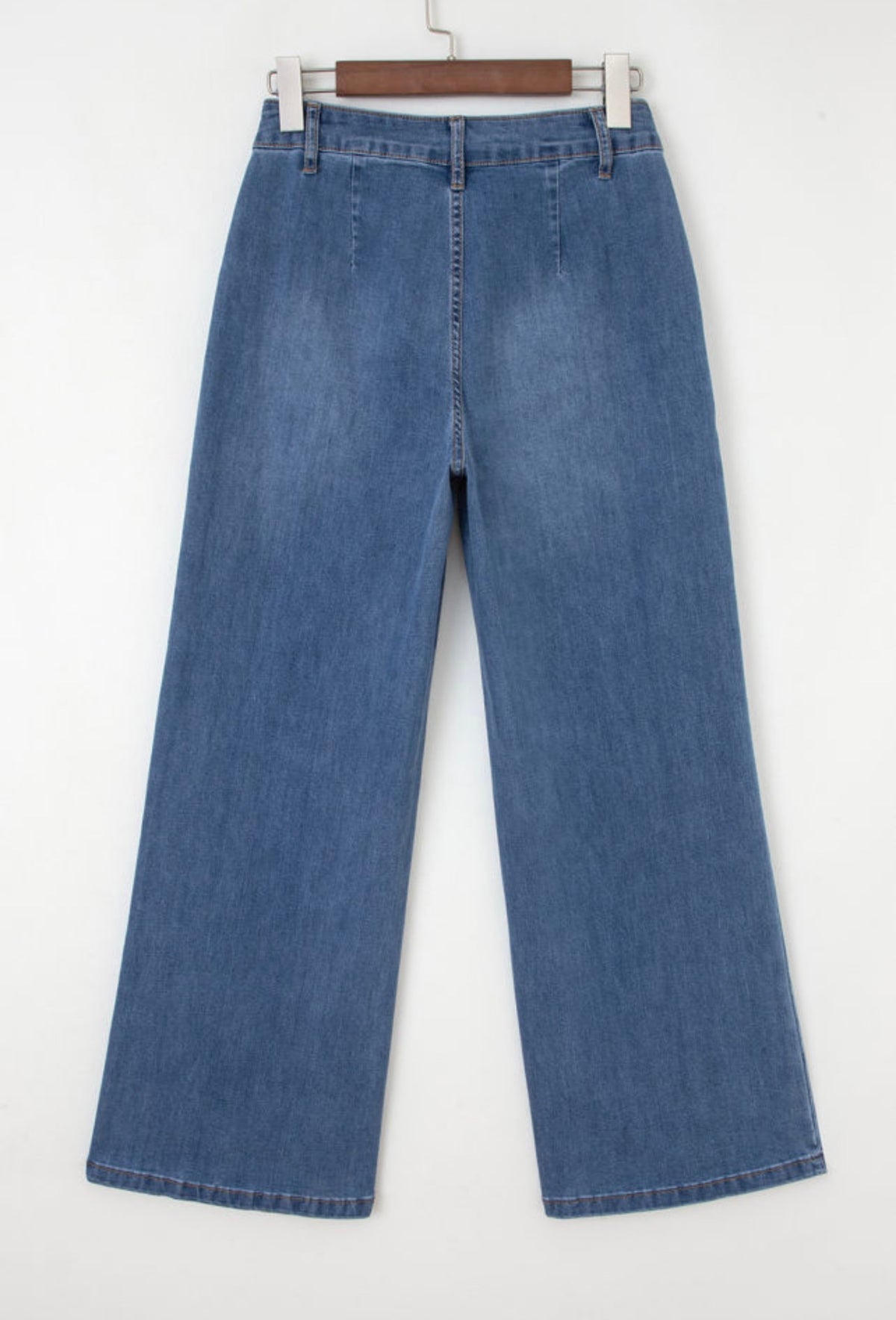 Multi-Button High Waist Wide Leg Jeans