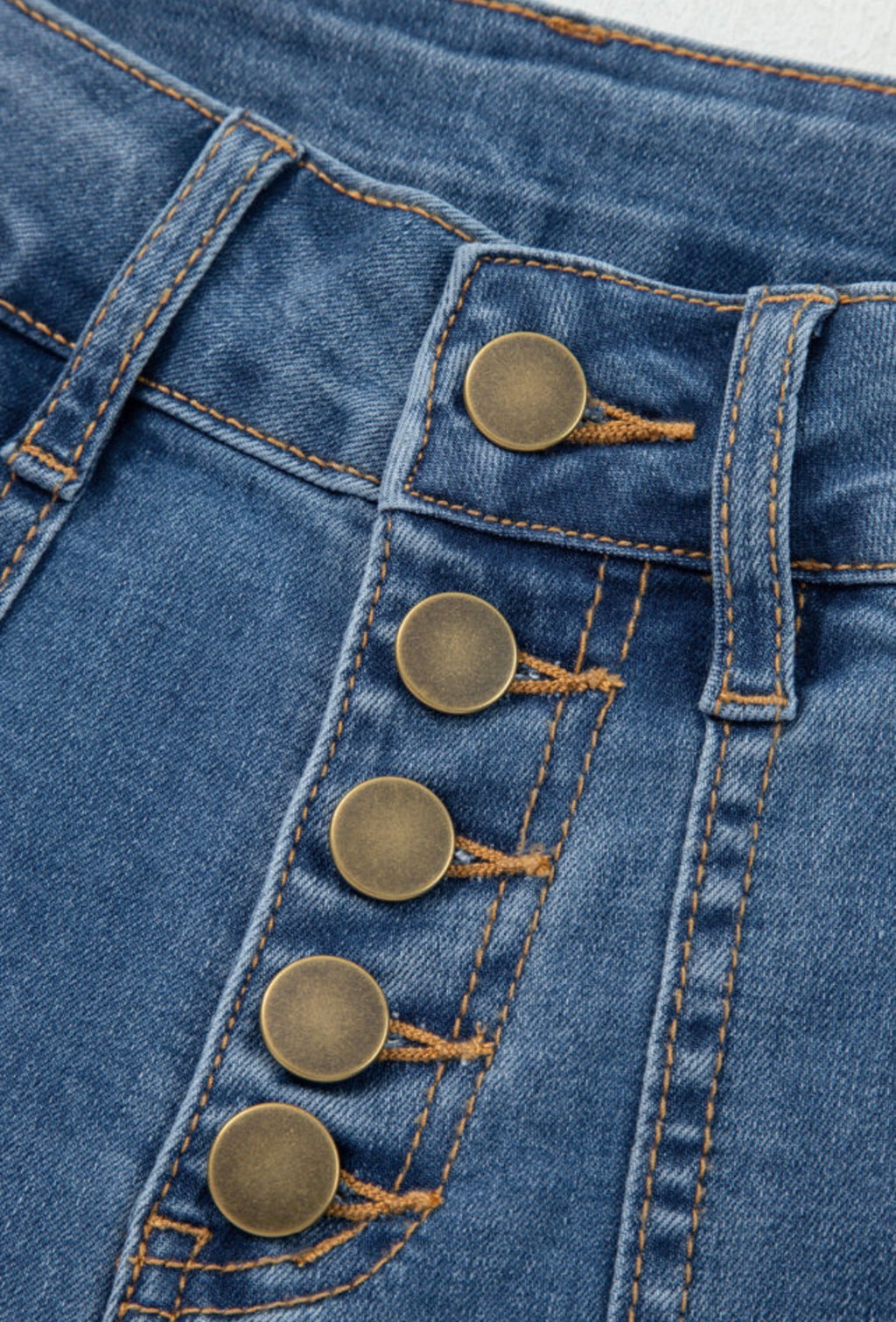 Multi-Button High Waist Wide Leg Jeans
