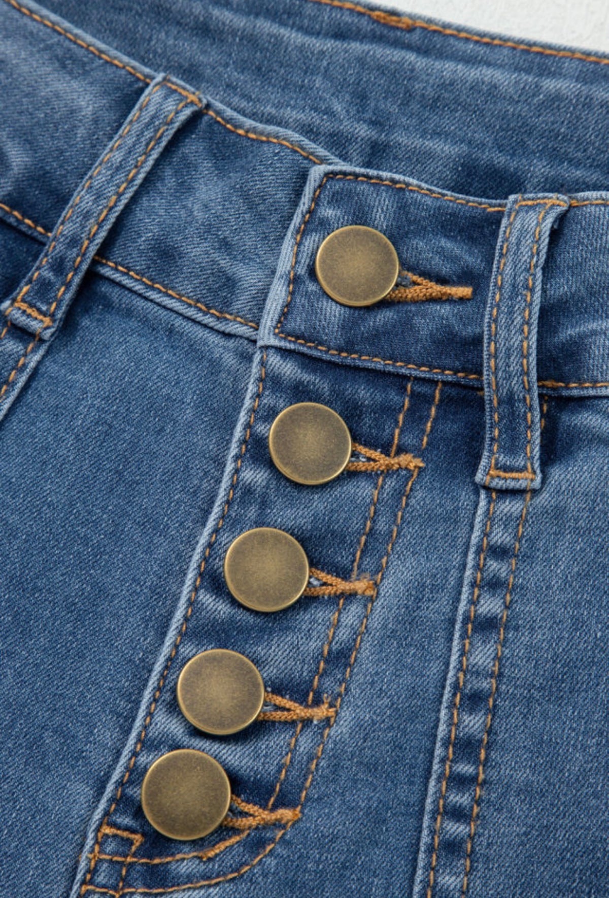 Multi-Button High Waist Wide Leg Jeans