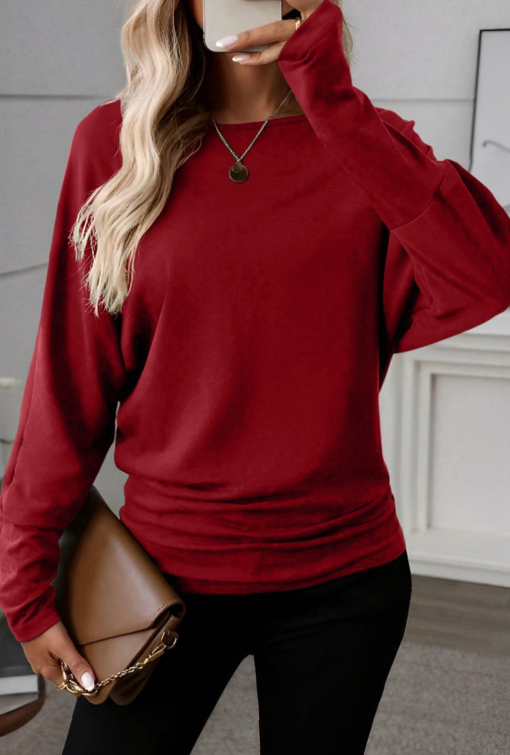 Red Dahlia Extended Cuff Top