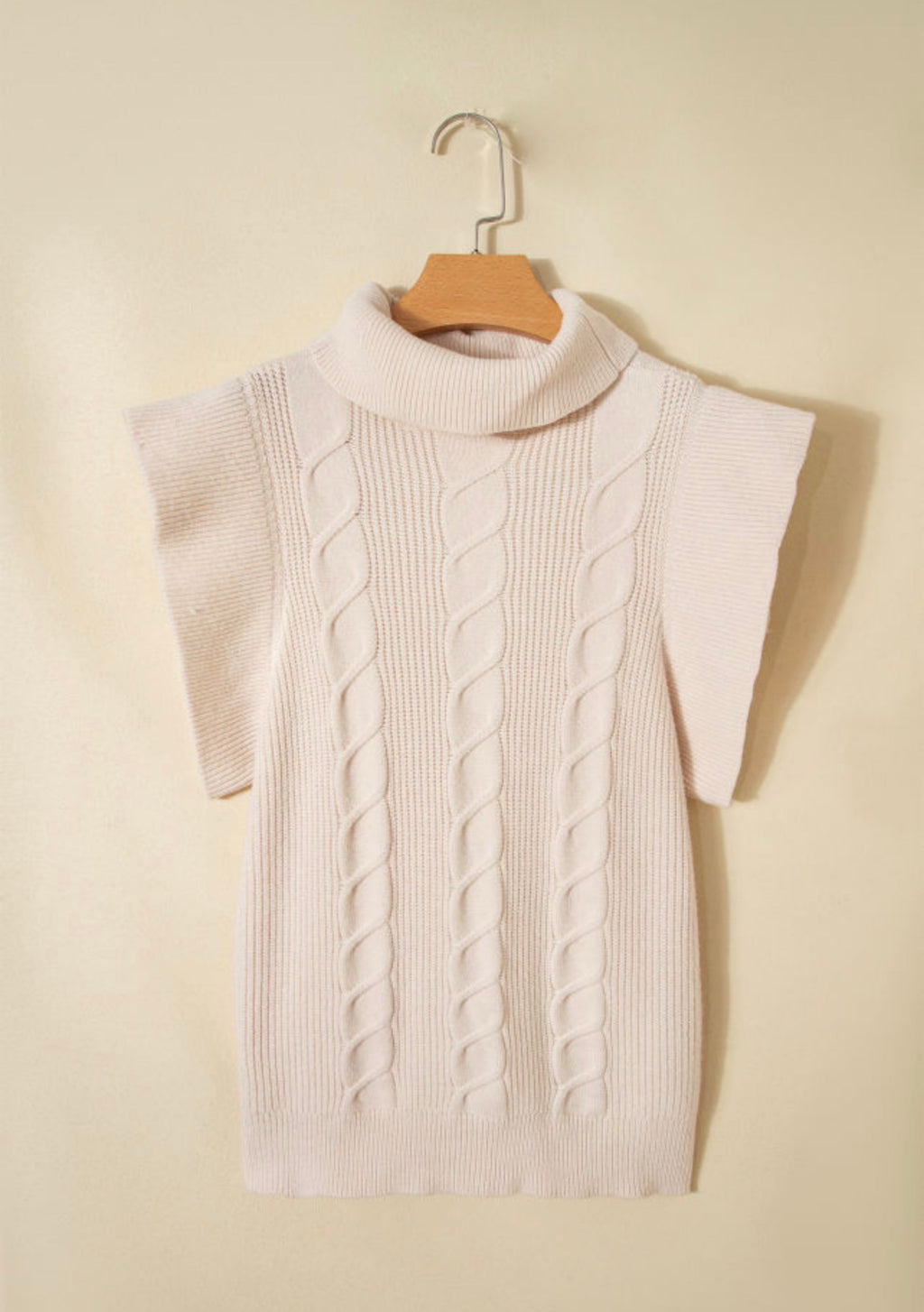 Jet Stream Cable Knit Ruffle Sleeve Sweater