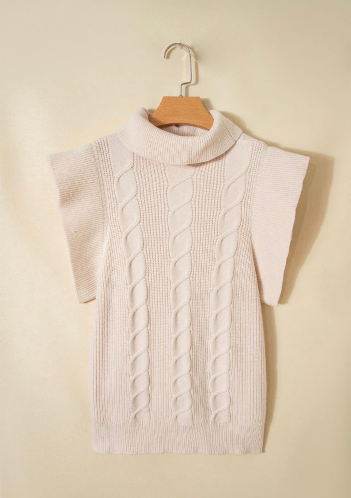 Jet Stream Cable Knit Ruffle Sleeve Sweater