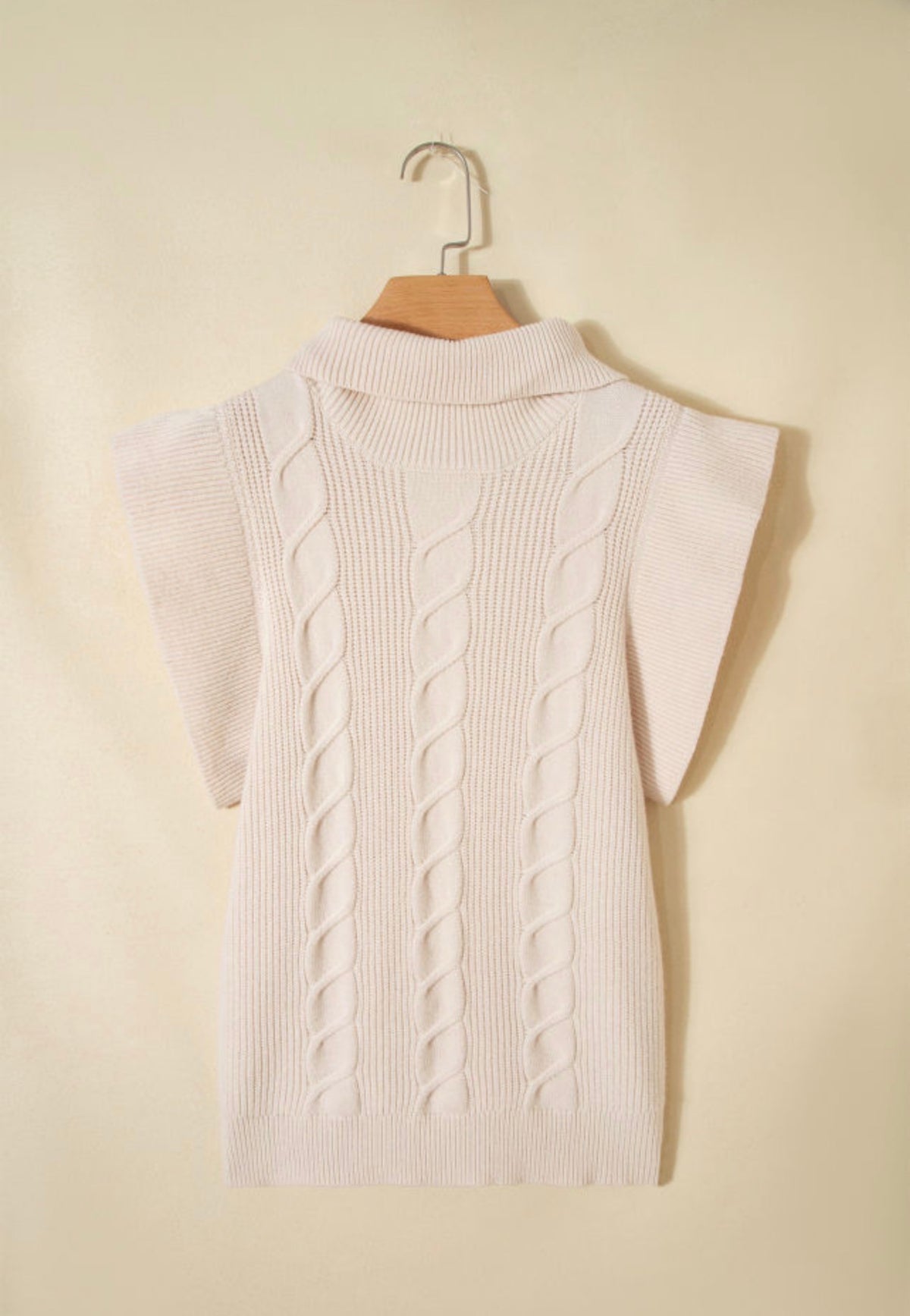 Jet Stream Cable Knit Ruffle Sleeve Sweater