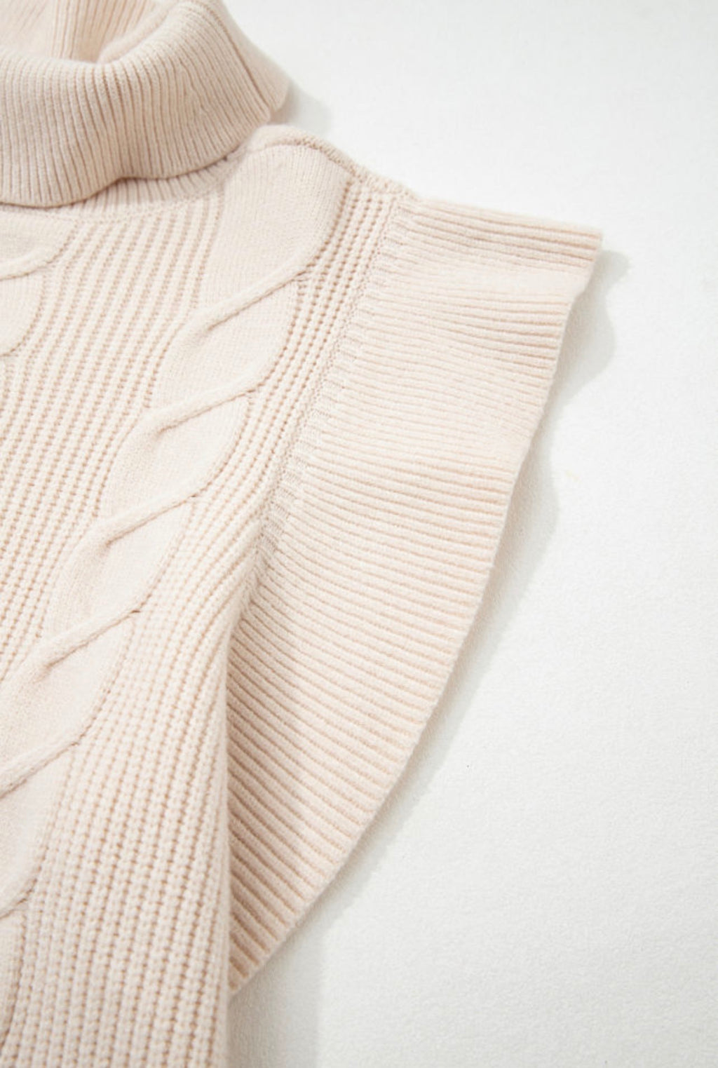 Jet Stream Cable Knit Ruffle Sleeve Sweater