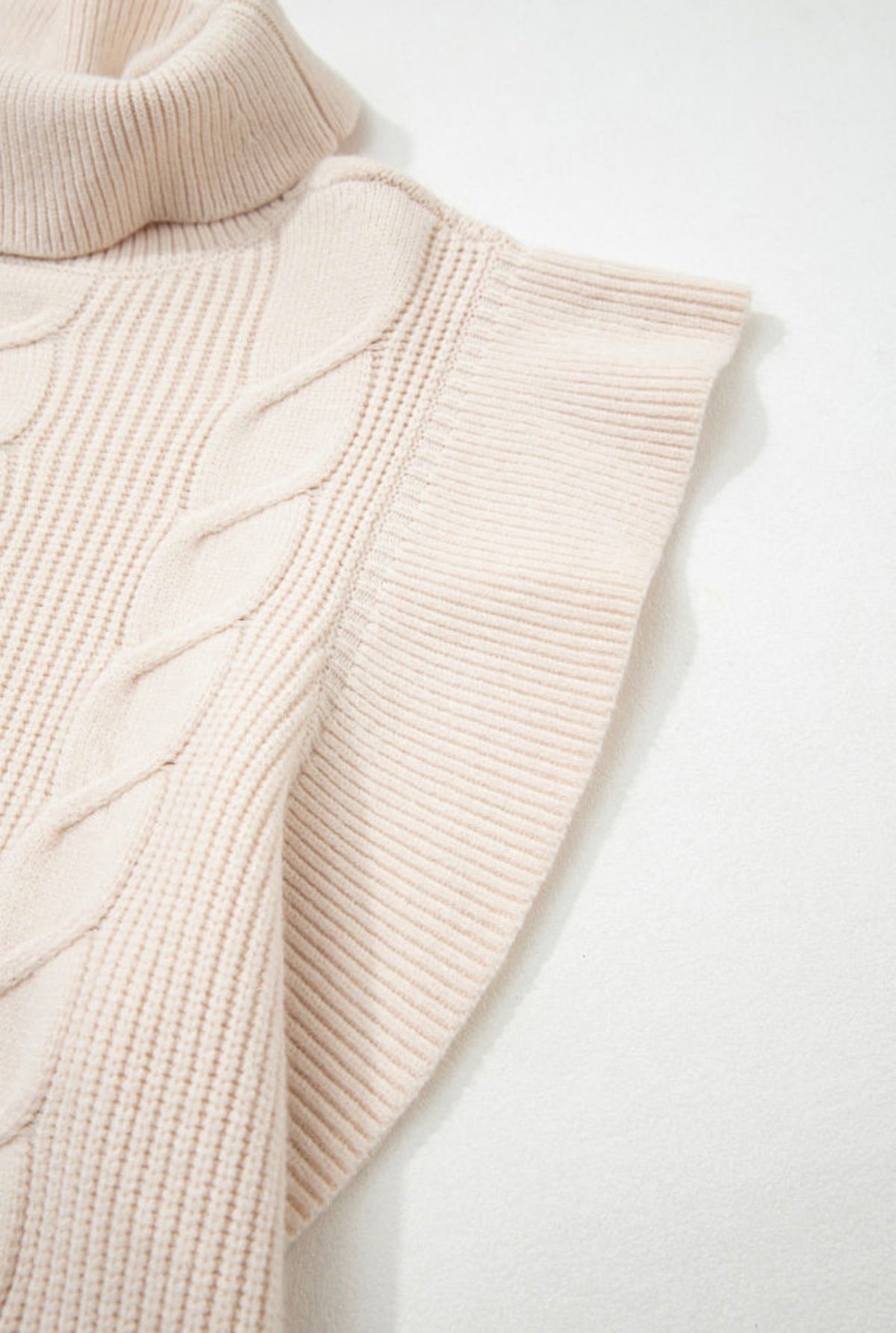 Jet Stream Cable Knit Ruffle Sleeve Sweater