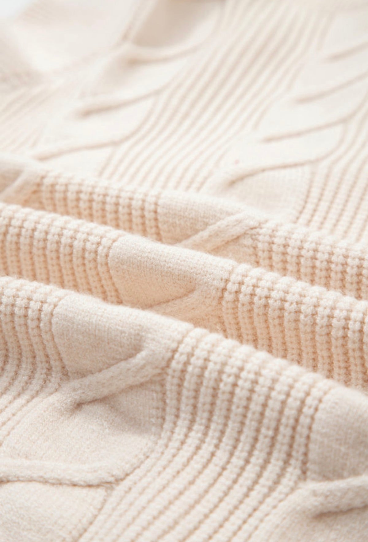 Jet Stream Cable Knit Ruffle Sleeve Sweater