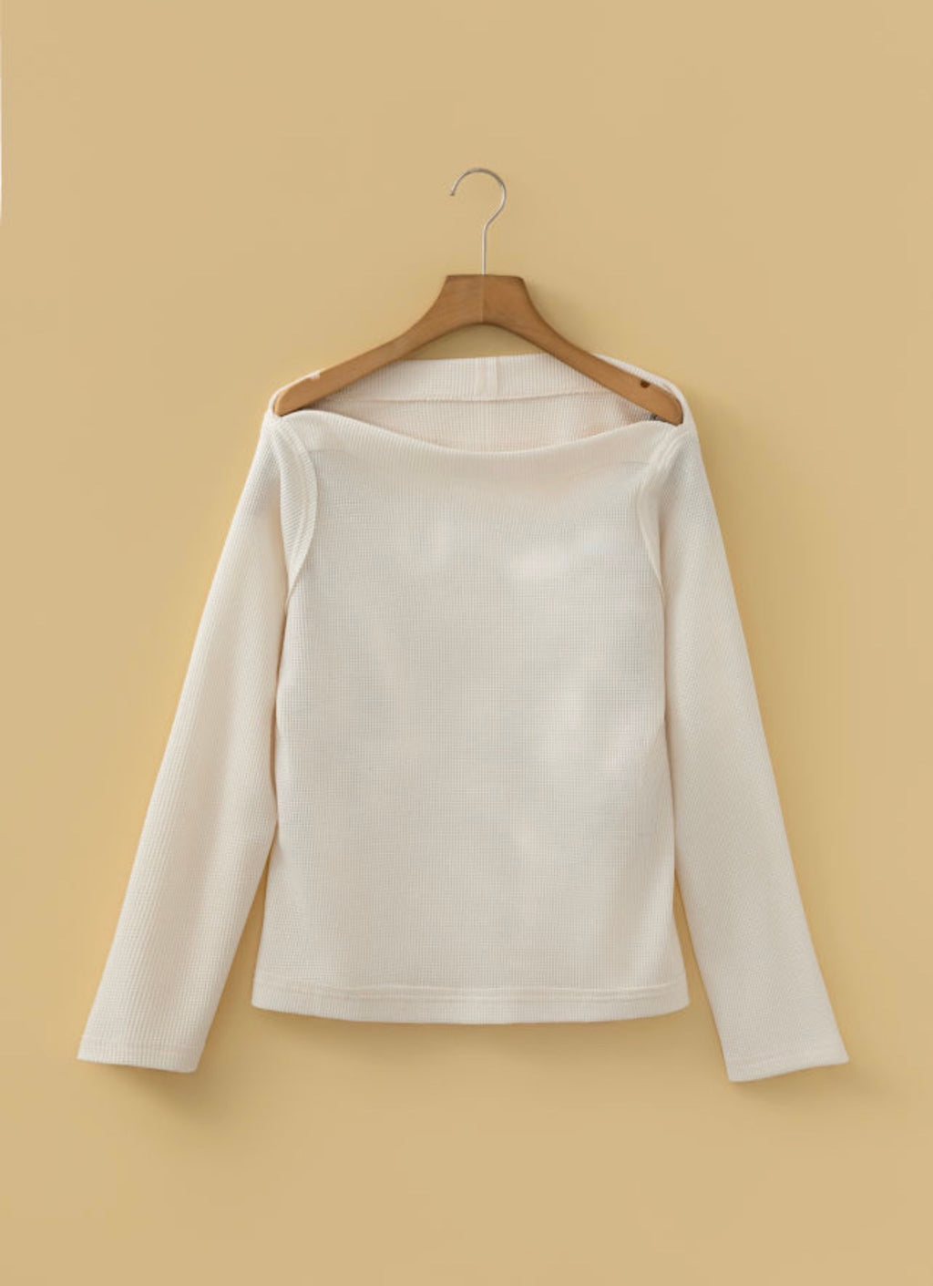 Beige Waffle Knit Top