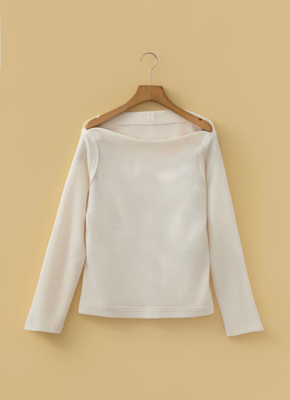 Beige Waffle Knit Top