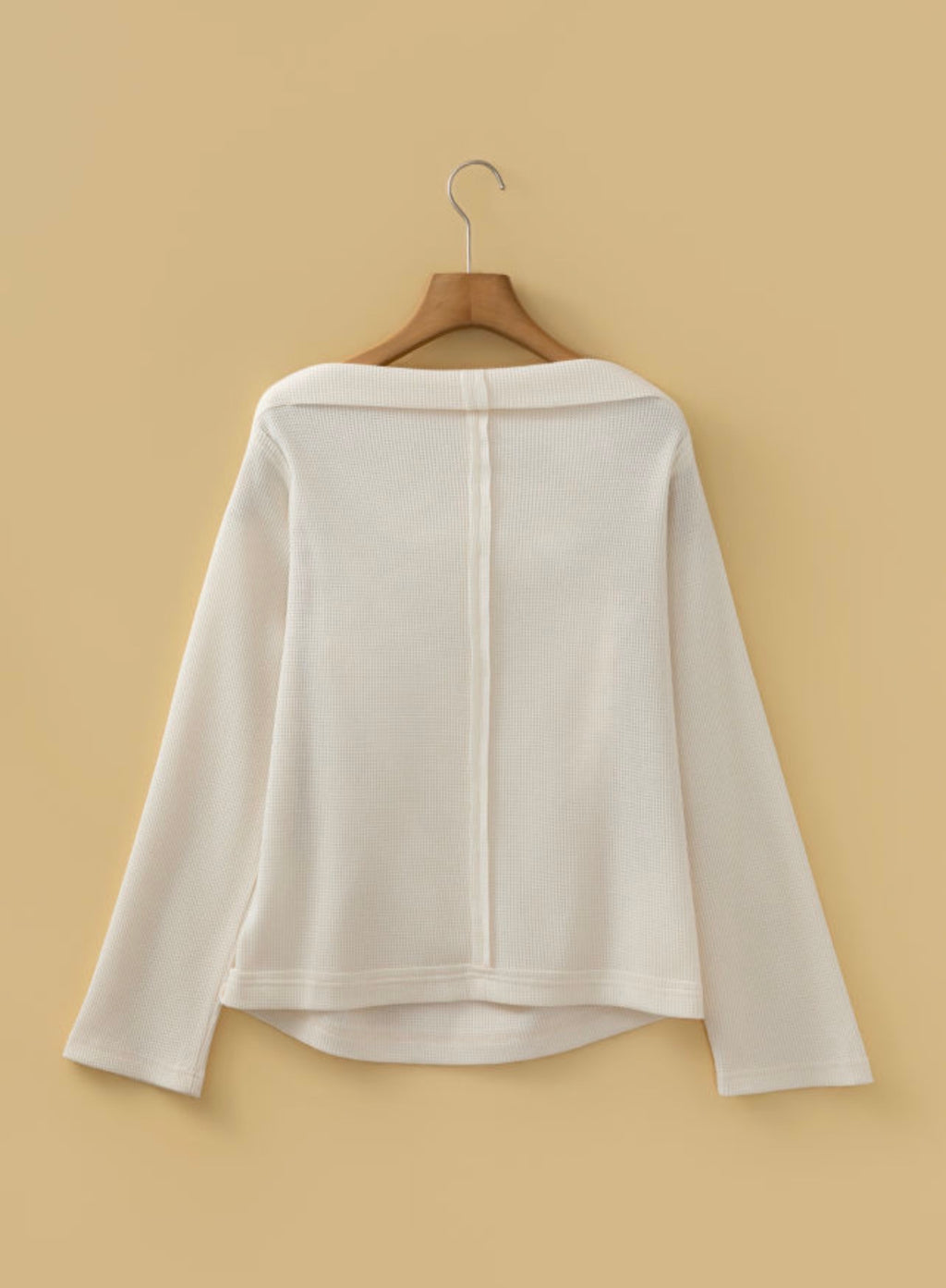 Beige Waffle Knit Top