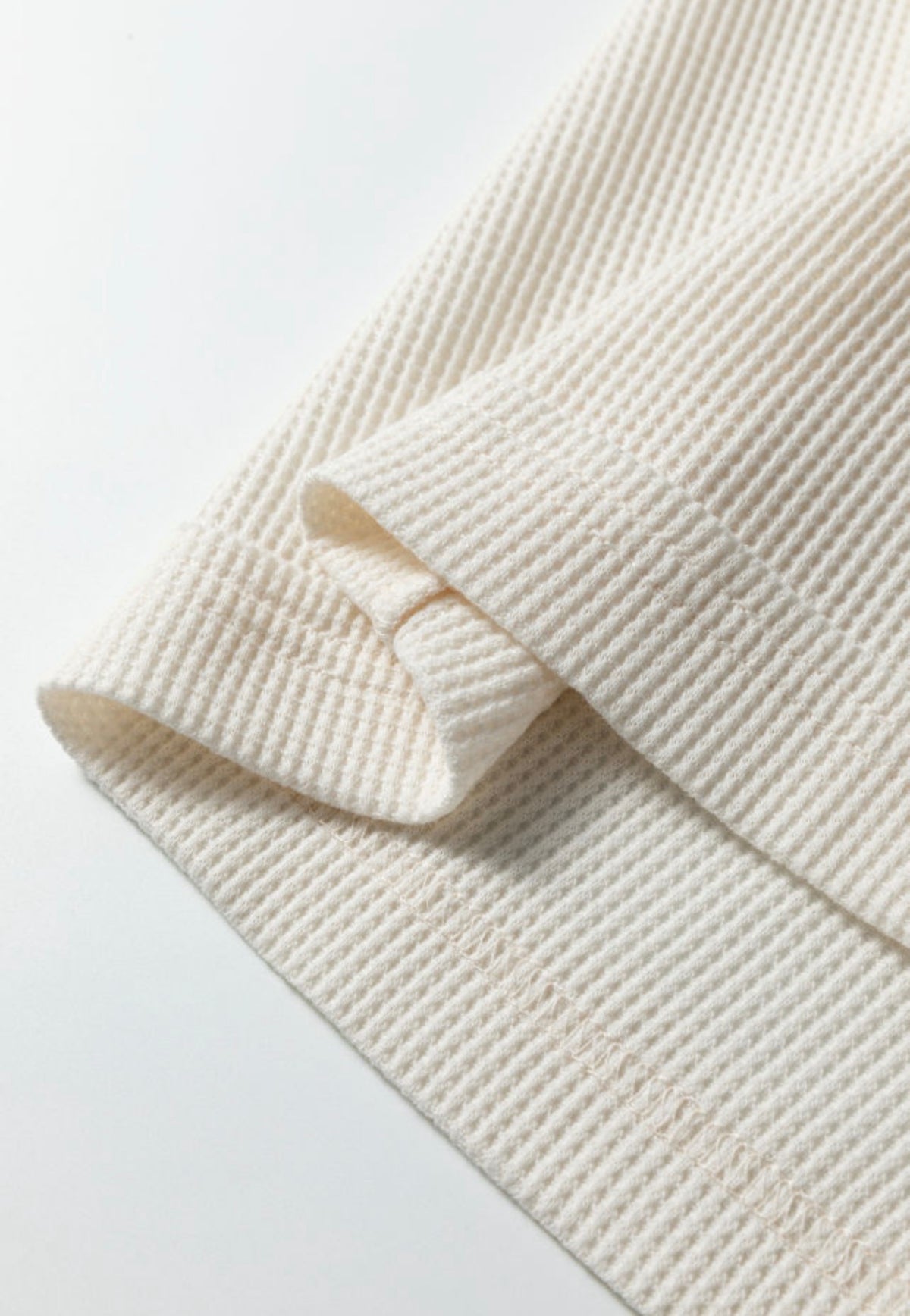 Beige Waffle Knit Top