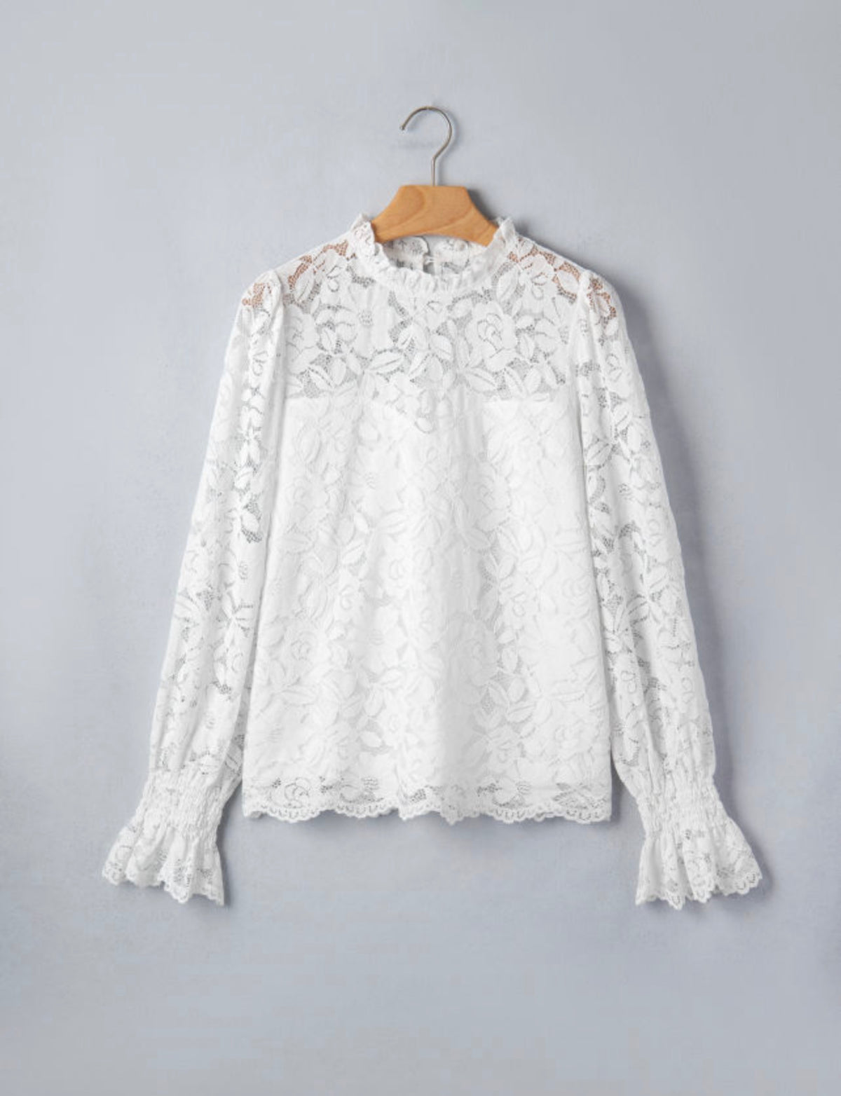 Ivory Lace Ruffle Blouse