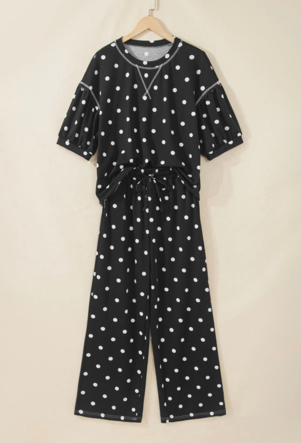 Black Polka Dot Pants Set