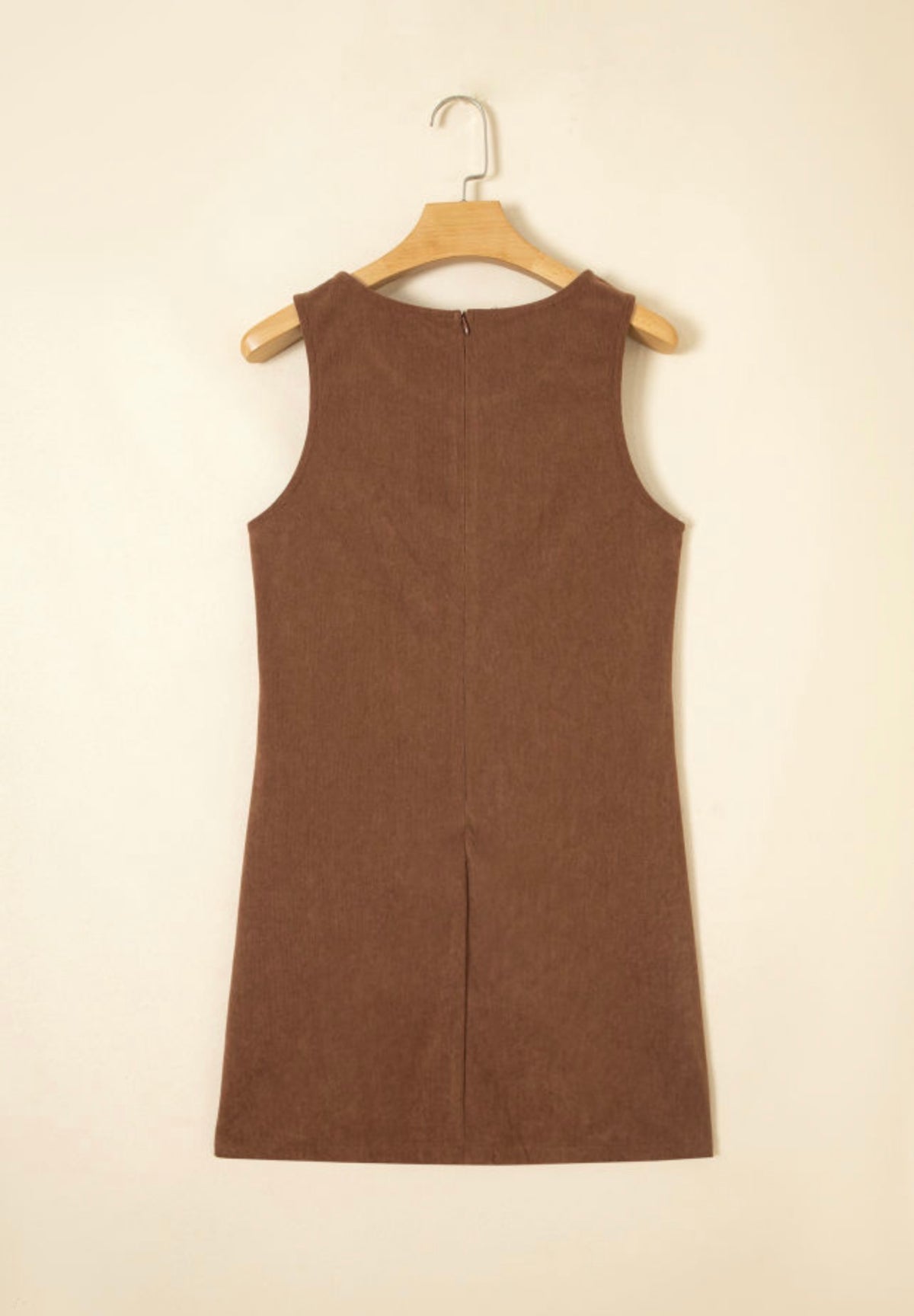 Coffee Colored Embroidered Corduroy Dress