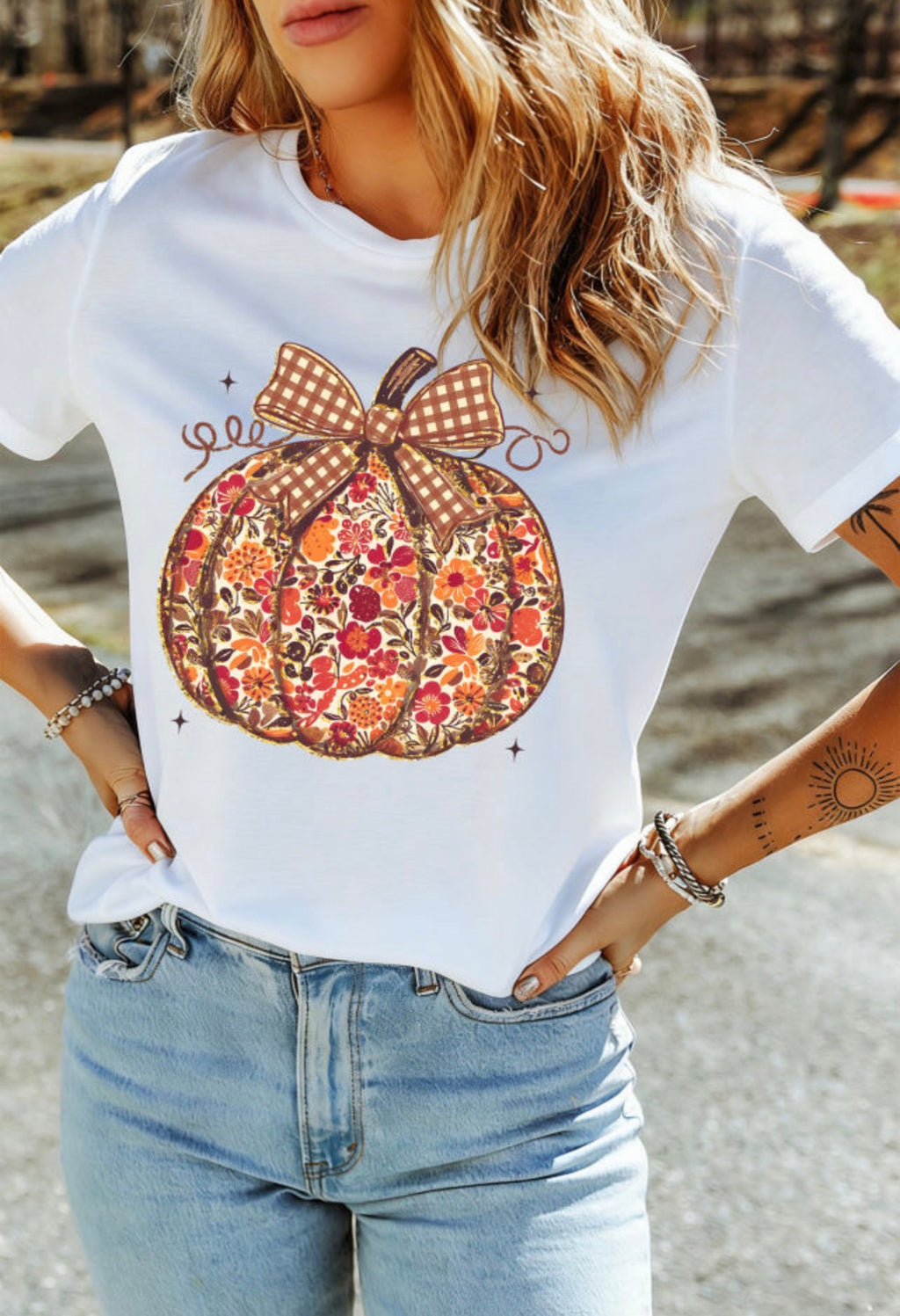 Floral Pumpkin Tee