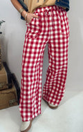 Red Gingham Tie-Waist Pants