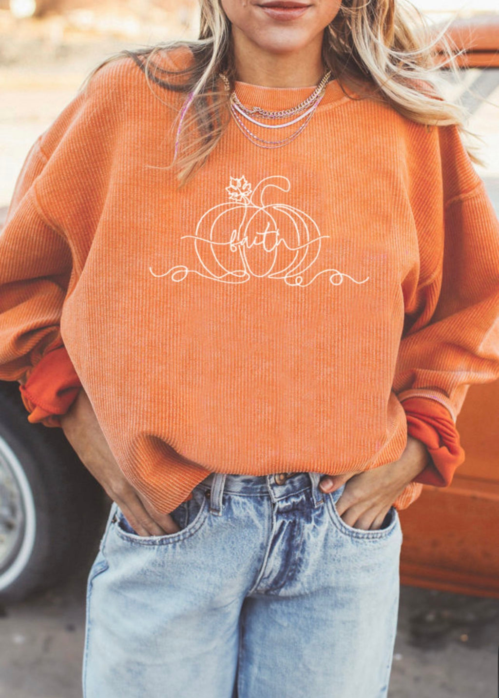 Pumpkin Faith Embroidered Sweatshirt