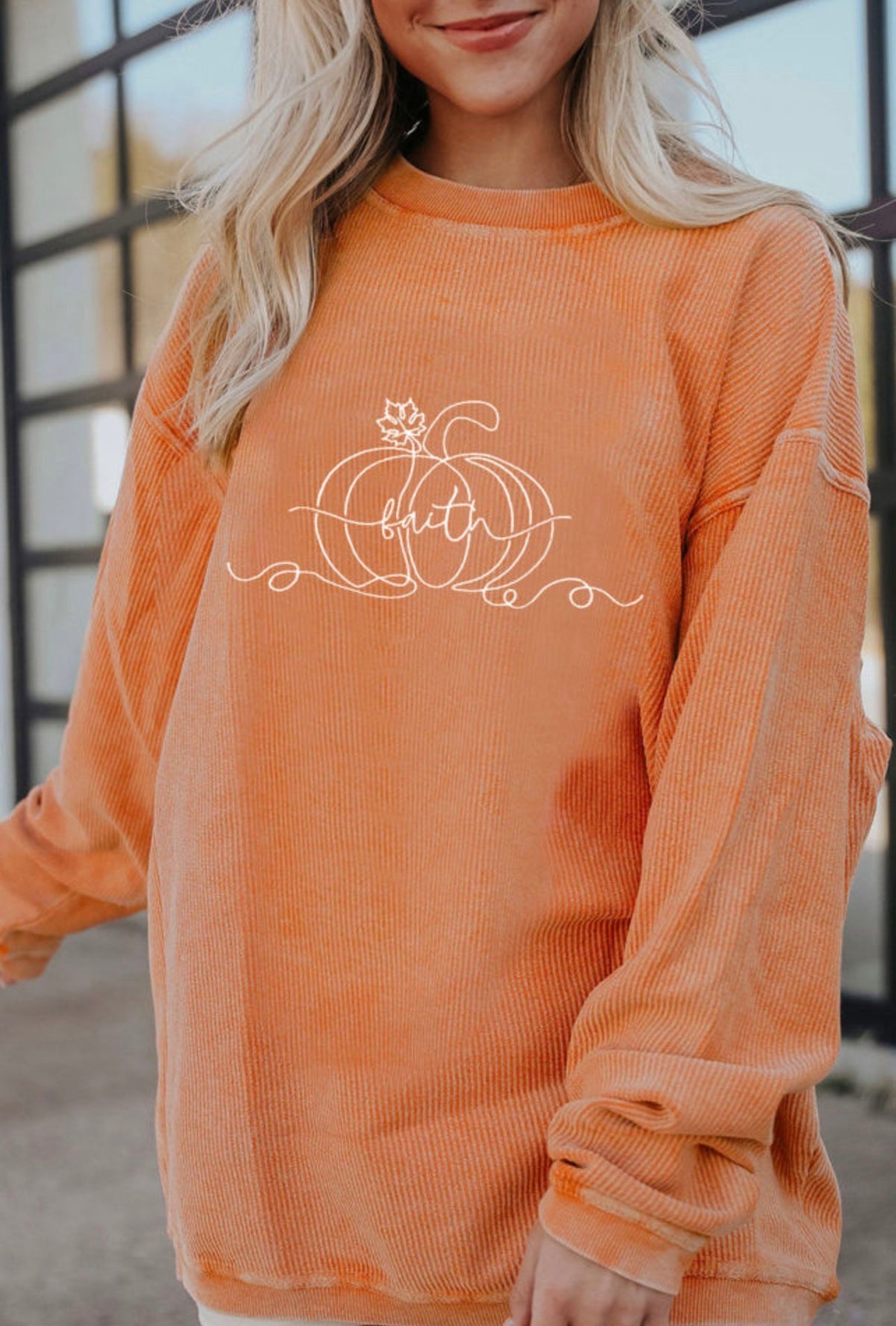 Pumpkin Faith Embroidered Sweatshirt