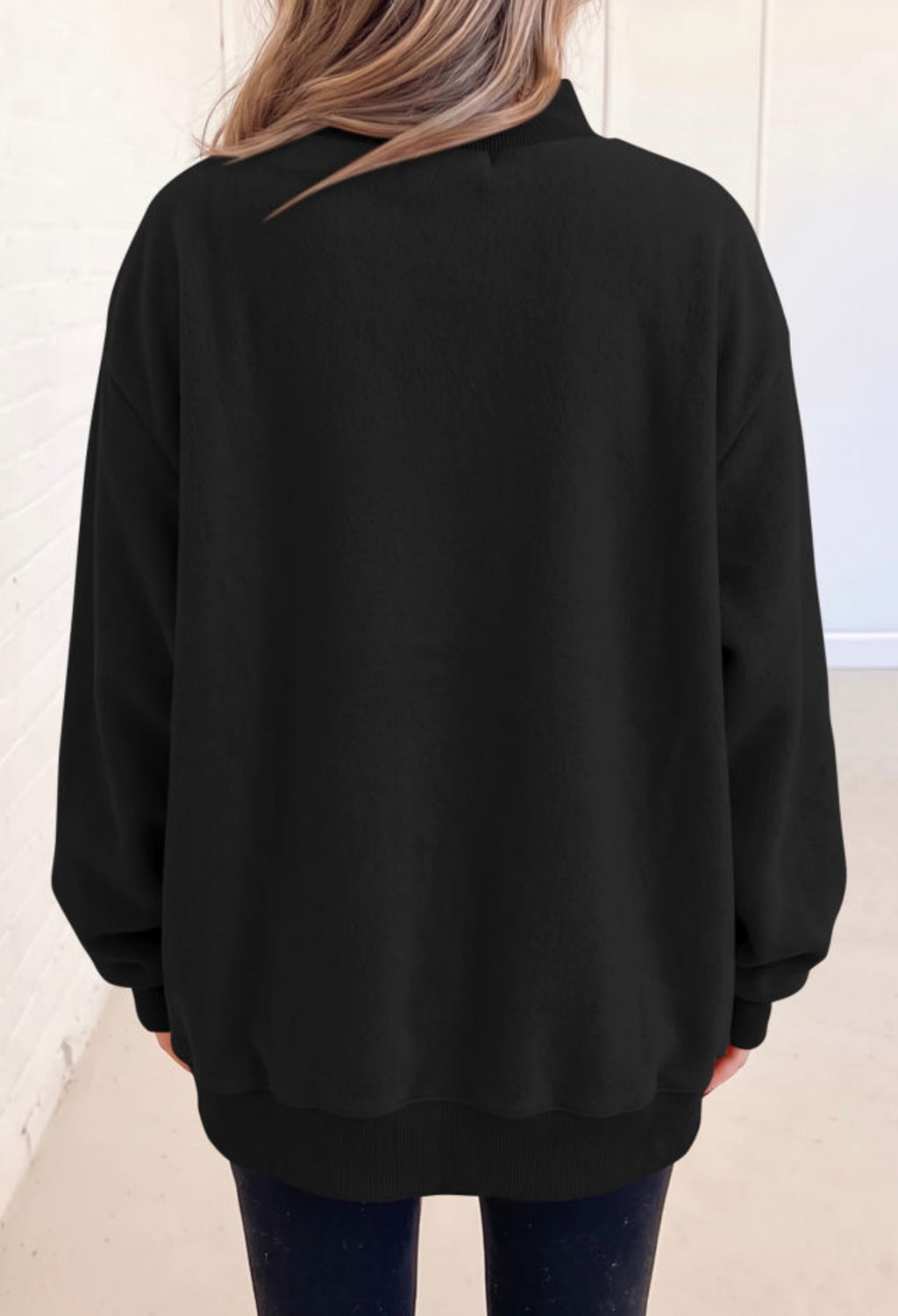 Black Reversible Mock Neck Sweatshirt