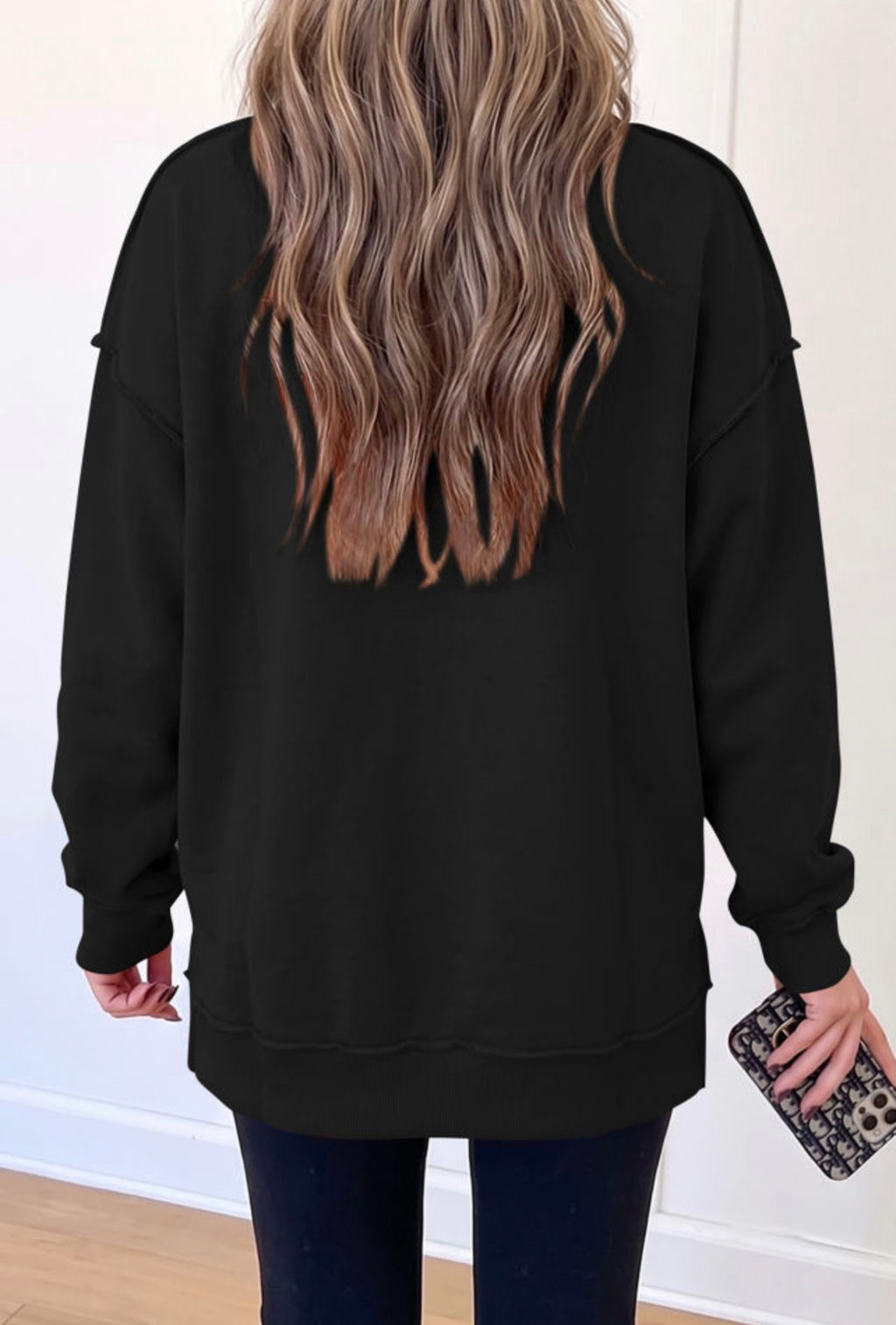 Black Reversible Mock Neck Sweatshirt