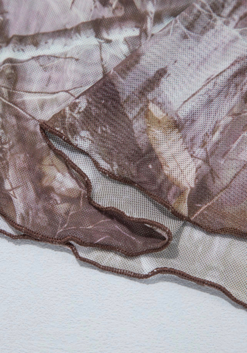 Camouflage Mesh Mock Neck Top