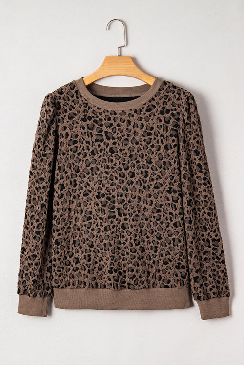 Brown Leopard Print Long Sleeve Top