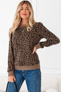 Brown Leopard Print Long Sleeve Top