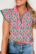 Pink and Green Blouse