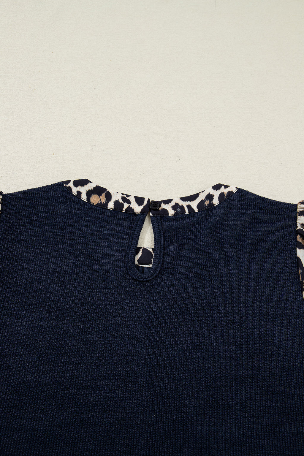 Navy Blue Leopard Short Sleeve Top