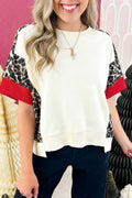 Leopard Color Block Hi-Low Top