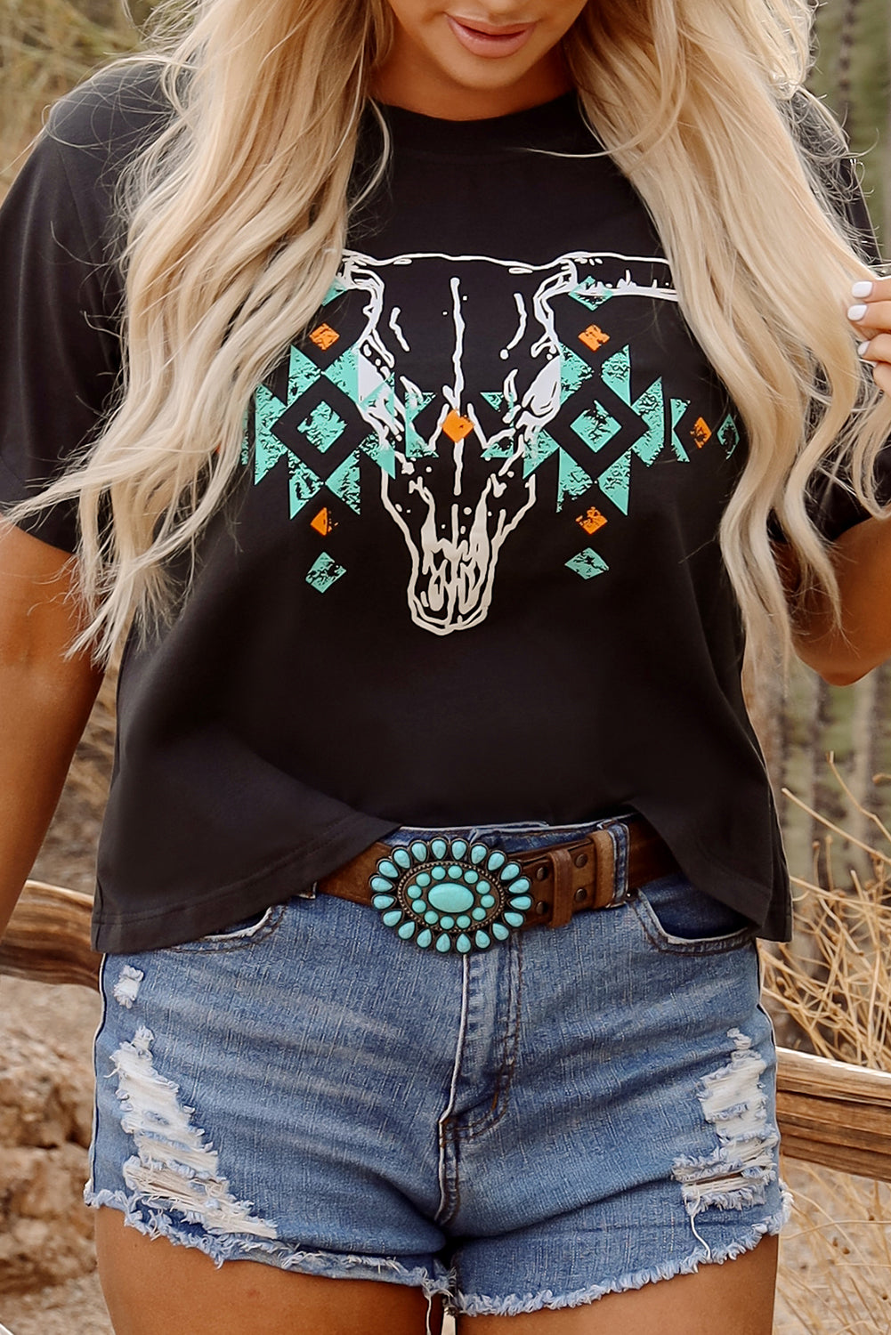 Vintage Bull Skull Graphic Tee