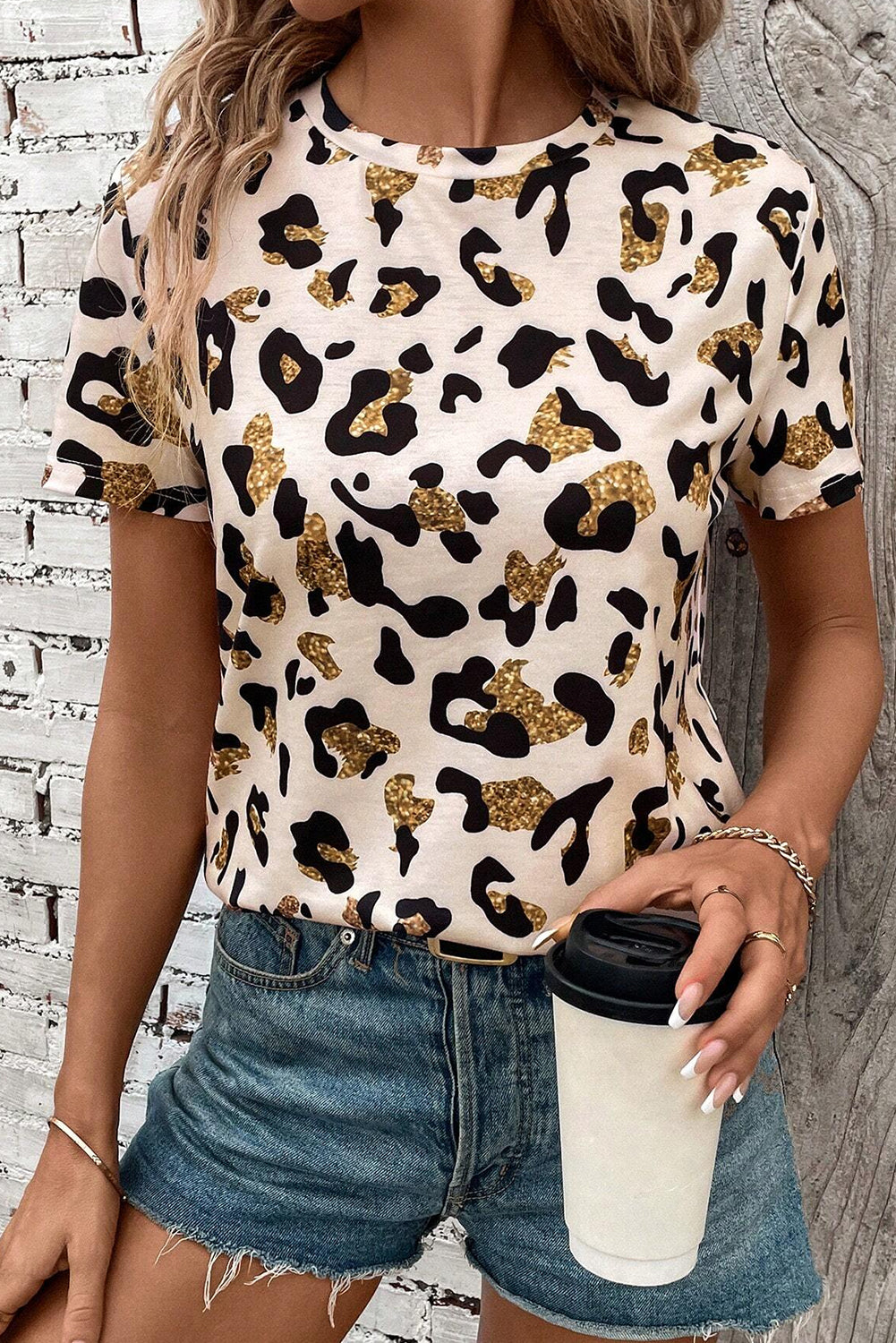 Golden Glam Leopard Tee