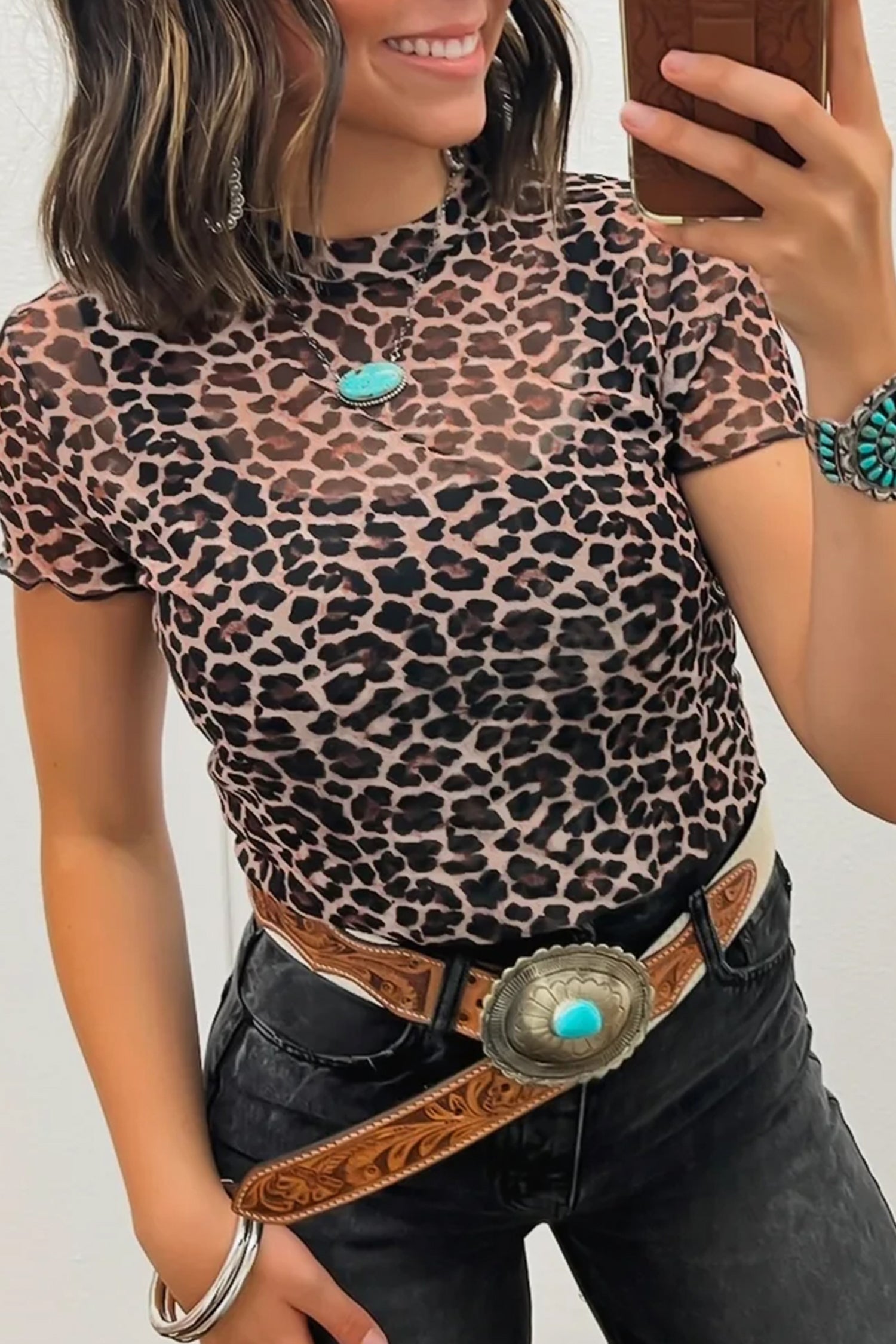 Wild Chic Leopard Mesh Top