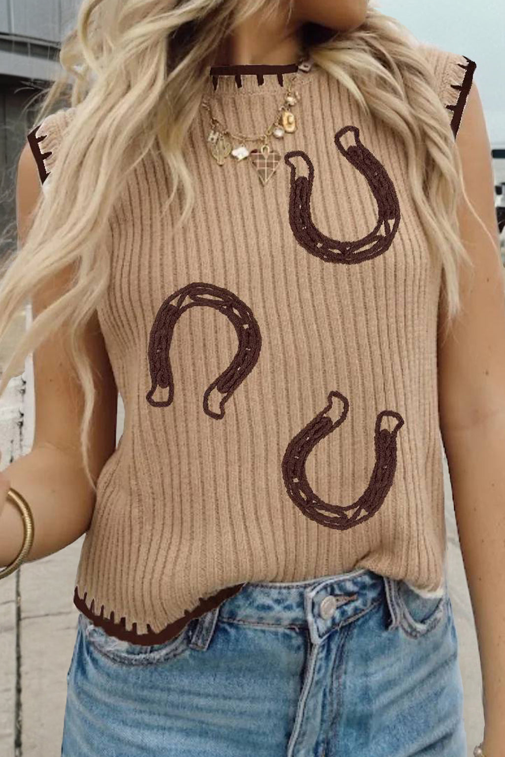 Lucky Charm Horseshoe Knit Sweater Vest