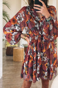 Floral Print Wrap V-Neck Dress