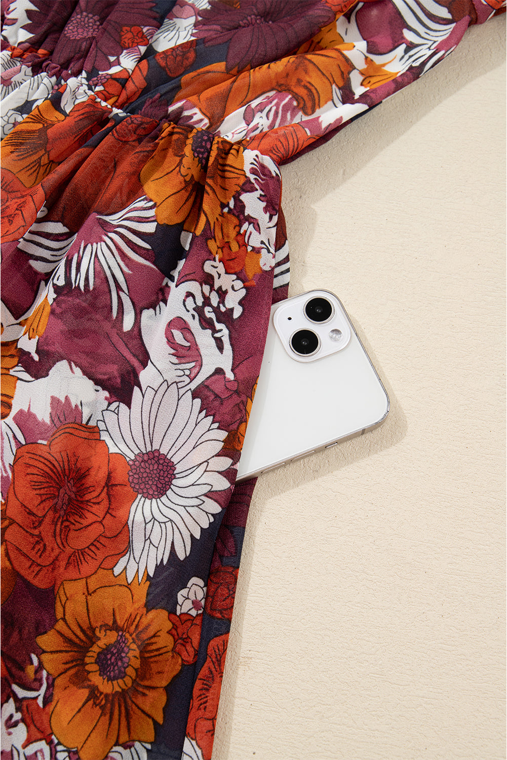 Floral Print Wrap V-Neck Dress