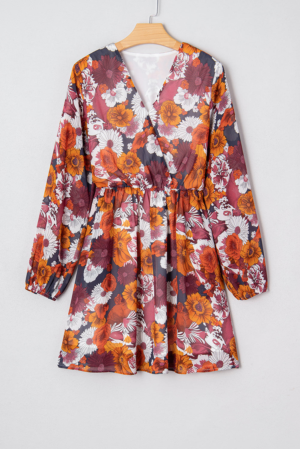 Floral Print Wrap V-Neck Dress