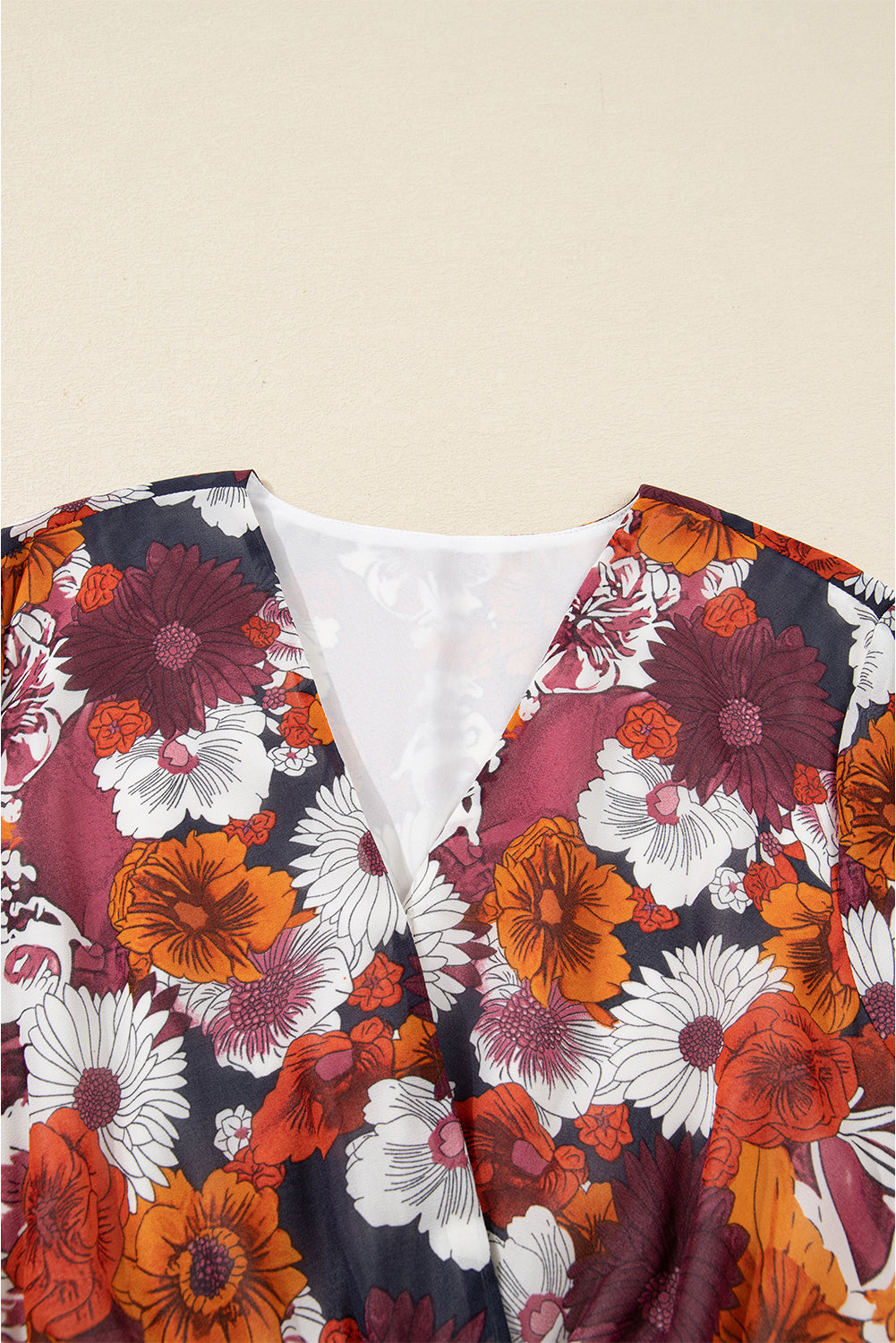 Floral Print Wrap V-Neck Dress